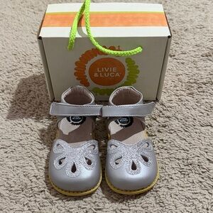 Livie & Luca Shimmering Silver Petal Shoes